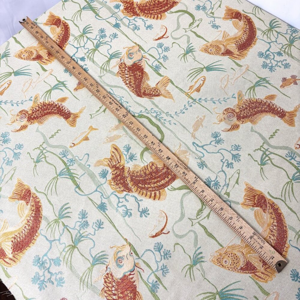 Koi Japanese inspired Jacquard woven Upholstery Fabric Remnant 40" x 52" NWOT - Picture 12 of 15